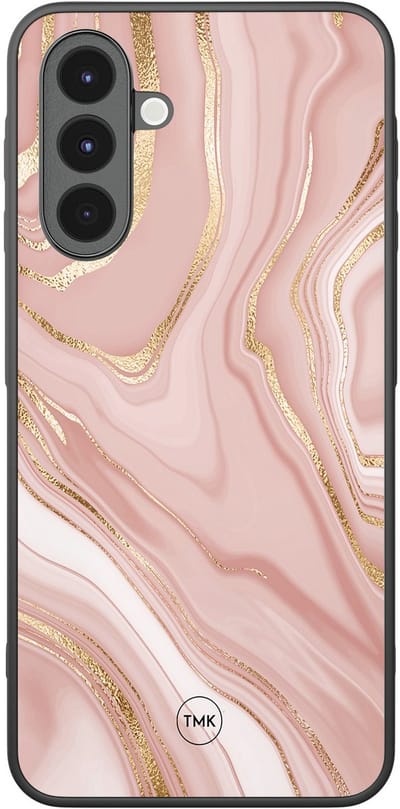 Hoesje geschikt voor Samsung Galaxy A16 - Rose marble - Roze - TPU case - Marmer - Hardcase zwart telefoonhoesje