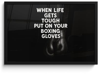 Poster in lijst - Fotolijst 60x40 cm - Posters - Tekst - Bokshandschoenen - Wit - Posterlijst zwart - Decoratie - Wanddecoratie woonkamer - Muurdecoratie slaapkamer