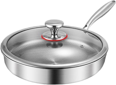 Koekenpan - Koekenpan met deksel - Thuis koken - Krasbestendig anti-aanbak - 30 cm - Zwart