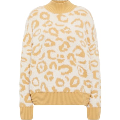Faina Gebreide trui Dames Wol Wit Licht Camel