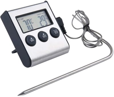 Virtubuy - Vleesthermometer - Digitale Food Thermometer - Voor Grilling en Koken - Grijs - Snelle Temperatuurmeting - Geschikt voor Vlees en Dranken