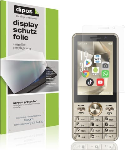 dipos – 4x Matte Beschermfolie geschikt voor PUSOKEI Senioren-Handy 3.5 Zoll 4G | Krasbestendige & antireflecterende Screenprotector Ultra-Thin