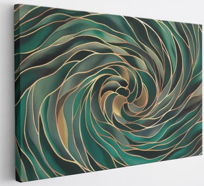Saammp Canvas Schilderij - groene golfen - Abstract - 30x20 - Foto op canvas - Wanddecoratie - Muurdecoratie Woonkamer - Slaapkamer decoratie - Canvas Print
