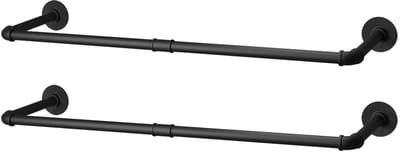 NaevaMi Industriële Kledingophangstang - Kledingrek Metaal - Kledingstang - Kledingrek Dubbel - Set van 2 - 92x25cm - Zwart