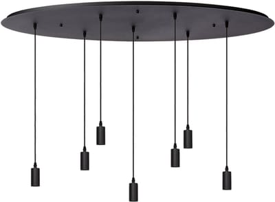 Atmooz Yoki 7 Hanglamp – 125x55 cm – Zwart – 7 Pendels – E27 – Ovale Plafondplaat – Designlamp