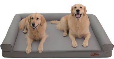 BingoPaw Orthopedisch hondenbed voor grote honden - bankbed 130 x 98 cm - afneembare waterdichte kunstleren hoes - hondenkussen - hondenmatras voor grote honden, comfortabel en verkoelend voor binnen en buiten, grijs