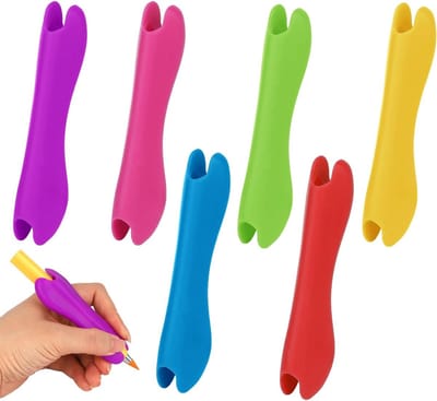 Ergonomische Potloodgrepen - 6 Stuks Silicone Grip voor Handwriting, Geschikt voor Kinderen en Volwassenen, Links- en Rechtshandig Gebruik, Verbeter je Schrijfvaardigheid met Kleurvariaties