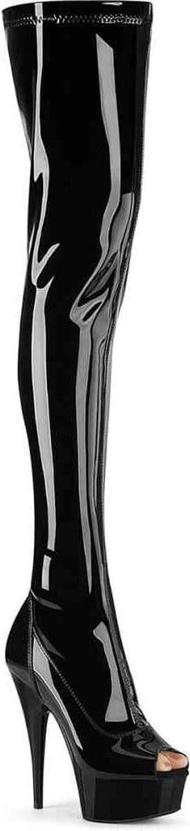 Pleaser - DELIGHT-3011 Plateau overknee Laarzen - US 5 - 35 Shoes - Zwart