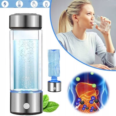 Draagbare Waterstof Water Generator Fles - 420 ml Inhoud 1000 mAh Batterij - USB-Opladen in 3 Minuten - Hoogwaardig Borosilicaatglas - Bevordert Hydratatie En Stofwisseling
