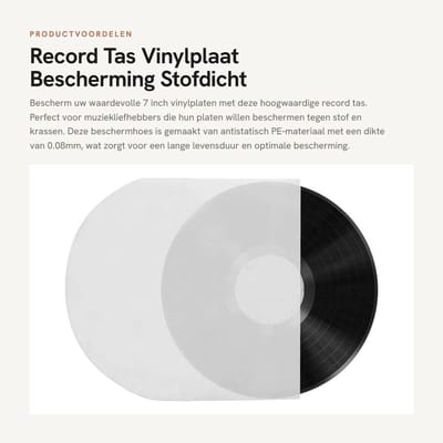 Dailygoods- Beschermhoes Vinylplaten 100st - Stofdicht - Krasbestendig - Antistatisch - PE 0,08mm - Lange levensduur - Platenzak