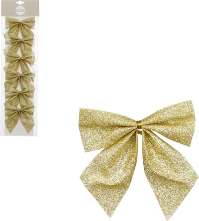 House of Seasons Decoratie strikken - 6x st - goud - 10 x 12 cm - feeststrikjes