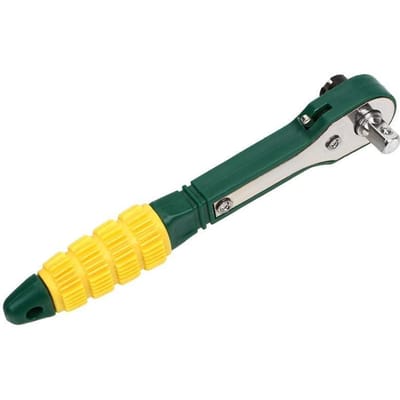 1 stuks Mini Quick Ratelsleutel 1/4 Wind Schroevendraaierkop Schroevendraaierstang Snelle en eenvoudige dopsleutel Ontgrendelingsgereedschap groen/geel
