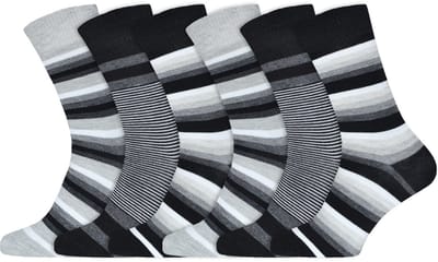 Gestreepte herensokken | Katoen | Merk: Gianvaglia | Kleur: Grijs | Maat: 39-42/ 43-46 | 6 paar