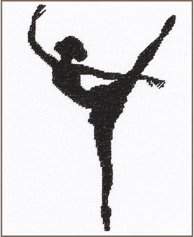 Lanarte Borduurpakket - Borduurset - Borduurpakket volwassenen - Telpakket kit - 11.5 x 14.5cm - Ballet silhouet II - PN-0008132 - Black/white
