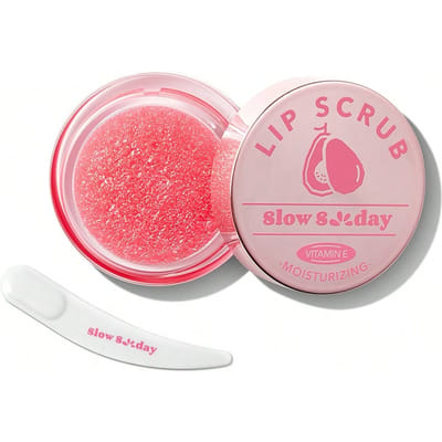 Slow Sunday Lip Scrub, hydraterende, verzachtende, revitaliserende en exfoliërende gezichtspeeling, goede keuze voor vakantie, reisbenodigdheden, Halloween, geschikt voor lippenverzorging in de zomer