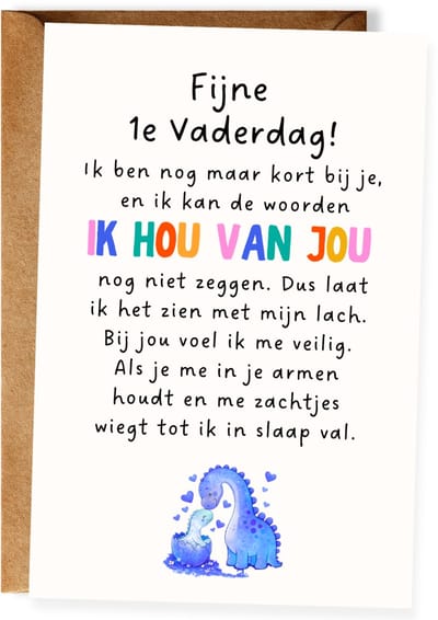 Fijne eerste Vaderdag - Vaderdagkaart - Lieve kaart eerste Vaderdag - Vaderdagcadeau nieuwe vader - Wenskaart papa - Ansichtkaart (10x15 cm incl. envelop)