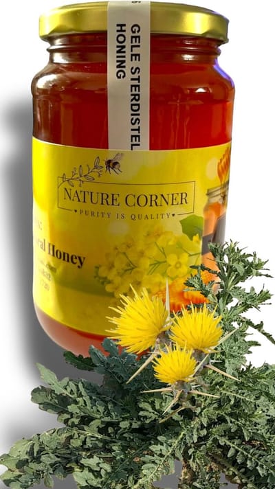 Gele Sterdistelhoning | Yellow Star Thistle Honey | Miel de Chardon Étoilé Jaune | عسل الدردار (المرار) – 100% Puur & Natuurlijk | Rauw & Onverhit | 450g