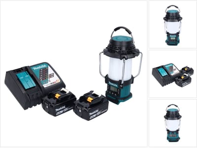 Makita DMR 055 RG accu-radio 18 V FM met lantaarn 360° zaklamp + 2x accu 6,0 Ah + oplader