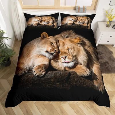 Black Lion dekbedovertrek laken kussen driedelige beddengoedset 135x200cm 2pcs