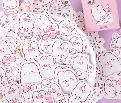 Kawaii Konijn Cartoon Stickers 45 stickers – Bullet Journal, Planner & Scrapbook Stickers – Sinterklaas & Kerstcadeau – Schoencadeau – Cadeaus onder €5