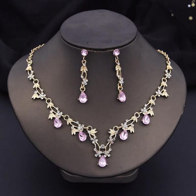 Afrikaanse Bruids Sieraden Sets voor Vrouwen Mode Bloemen Choker Ketting Set Bruiloft Kettingen en Oorbellen Kostuum Accessoires