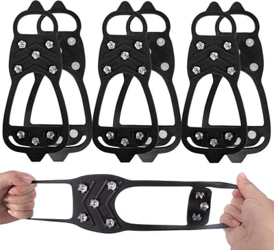 3 paar universele ijsstijgijzers | Schoenovertrekken | Antislip | antislip spikes voor ijs en sneeuw | antislip schoenen voor schoenen en laarzen om te wandelen, hiken en klimmen, Zwart L 40-45|Cyslmuk®