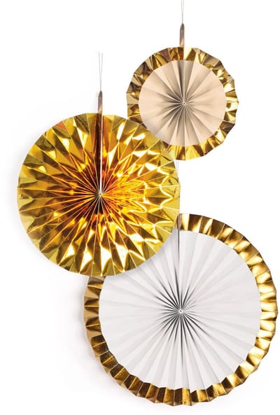 Amscan Waaiers 18/30/38 Cm Papier Goud 3 Stuks