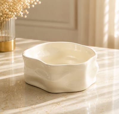 Mevaz Salade Kom Keramiek – 23 cm – 2.2L – Wit – Serveerschaal – Voor Salade, Fruit & Snacks – Modern & Stijlvol