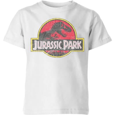 Jurassic Park Logo Vintage Kids' T-Shirt - White - 122/128 (7-8 jaar)