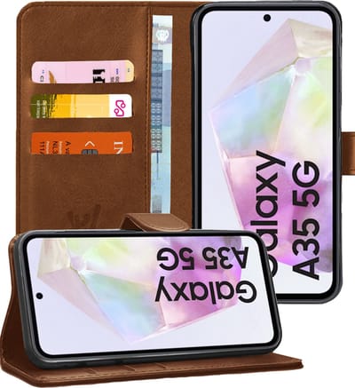 Hoesje geschikt voor Samsung Galaxy A35 - Portemonnee Book Case Bruin