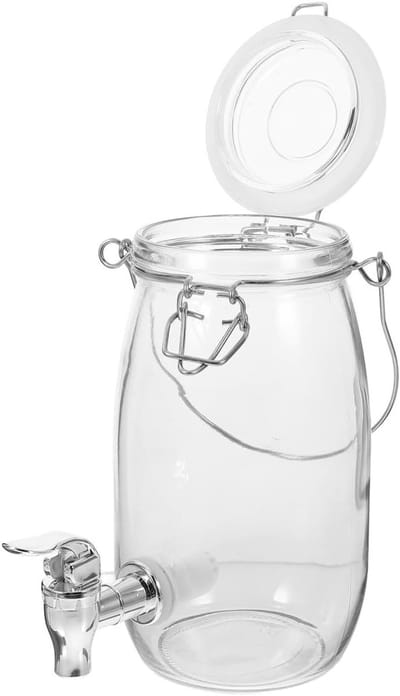 Drinkdispenser van glas 1 liter met kraan - Perfect voor sap, limonade en koude dranken thuis, op feesten of in de bar