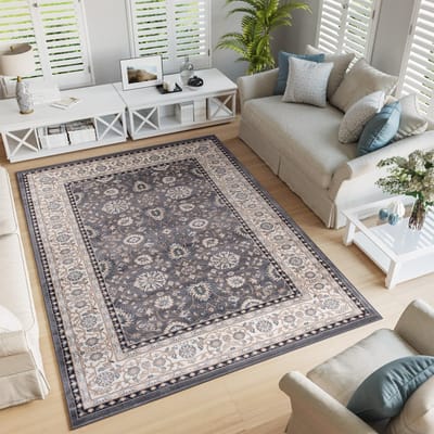 Tapiso Colorado Vloerkleed Grijs Modern Oosters Bloemen Tapijt Maat- 120x170