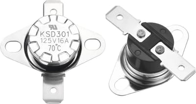 Set van 2 Thermostaat Switches NC 70°C Instelbaar Bimetalen Temperatuurschakelaar