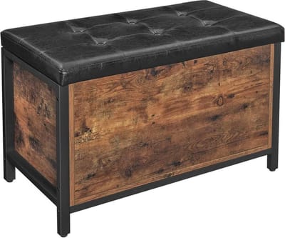 Parya Home - Opbergbank - Opbergkist - Industrieel - Kunstleer - Bruin/Zwart - 80x40x50