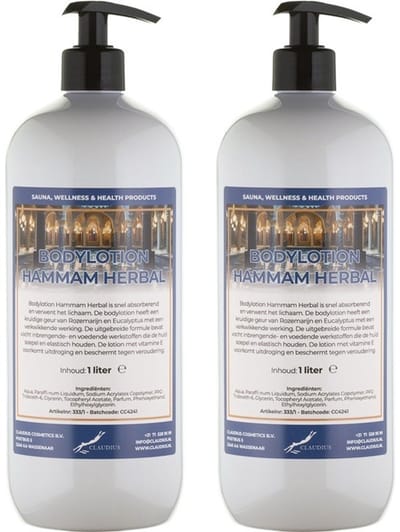 Bodylotion Hammam Herbal 1 Liter - met gratis pomp - set van 2 stuks