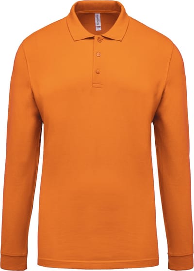 Kariban Piqué-herenpolo lange mouwen K256 - orange - S