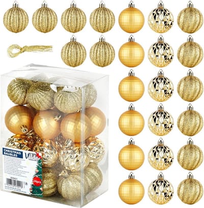Kerstballen Set Onbreekbaar Gouden 5 cm 24 stuks - Kerstdecoratie