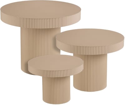 Mica Decorations Lux Bijzettafel - Set van 3 - Salontafels - Unieke Set Koffietafel - Bijzettafeltjes Woonkamer - 55 x 70 cm - IJzer - Lichtbruin