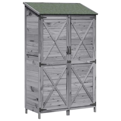vidaXL - Tuin - Shed - Grijs - 106 - x - 56 - x - 176,5 - cm - Massief - Vurenhout