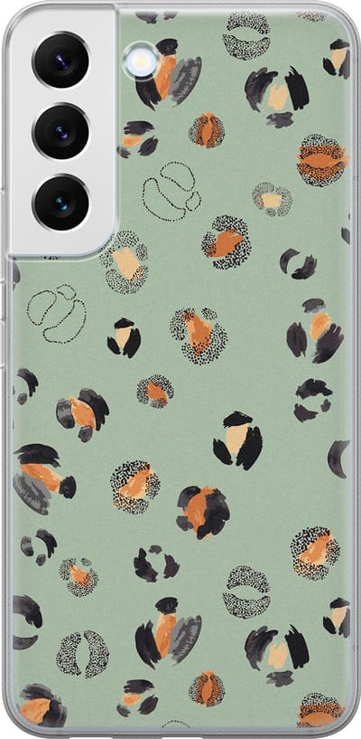 Leuke Telefoonhoesjes - Hoesje geschikt voor Samsung Galaxy S22 - Luipaard baby leo - Soft case - TPU - Luipaardprint - Blauw
