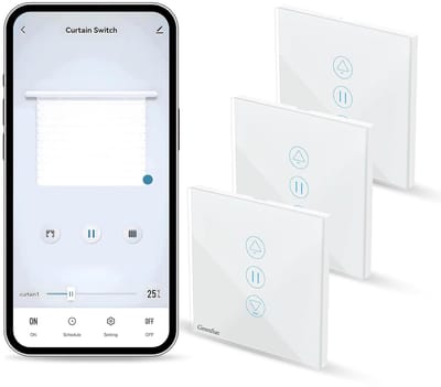 3 Stuks Smart WiFi Rolluikschakelaar - Touch Bediening voor Gordijnen en Zonwering - Compatibel met Alexa & Google Home