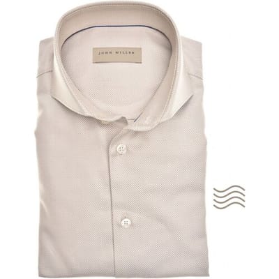 John Miller Overhemd Slim Luxury Two-Ply Duo Color Licht Bruin / male
