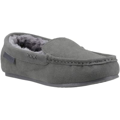 Hush Puppies Annie Mocassin Suède Dames Grijze Slippers