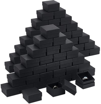 Dailygoods- Sieradenbox 80 stuks - Zwarte Geschenkdozen - Kartonnen Ringdoos - 52 x 52 x 32 mm - Duurzaam - Bruiloft Gunst Dozen