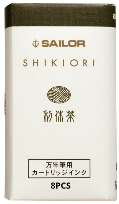 Sailor Shikiori Izayoi-no-Yume Ink - Rikyucha (Tea Green Brown) - 8 Cartridges
