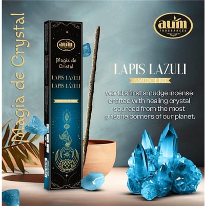 2 pakketen Handgemaakte wierook sticks met LAPUS LAZURI edelsteen gratis - intuïtie - innerlijke rust 20gr