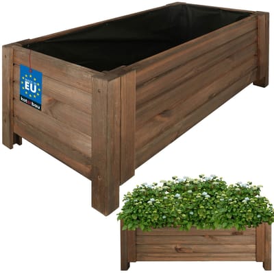KOTARBAU® Houten Plantenbak, Kiefernhout, 79 x 39 x 30 cm, Bruin, Houten Bloembak, Plantenbak voor Buiten, met Vlies, voor Tuin, Terras, Balkon