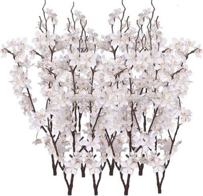 Witte appelbloesem - 8x - kunstbloem/tak - 57 bloemetjes - 84 cm - nepbloemen - kunstbloemen