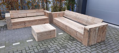 Loungeset ''Garden XL Deluxe '' van Gebruikt steigerhout - 7 persoons