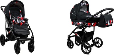 Kinderwagen 2-in-1 - Diepe en buggy - Comfortabel reizen - Lichtgewicht aluminium frame - 14 kg - Zwart